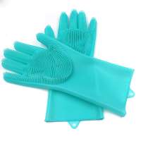 Dishwashing silicone gloves scrubber- Silicone gloves brush for washing dishes